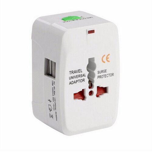 All in One Universal International Plug Adapter 2 USB Port W