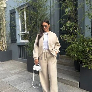 Casual Loose Top Hig Women Sleeve Sets Pants Sweatshirt Long