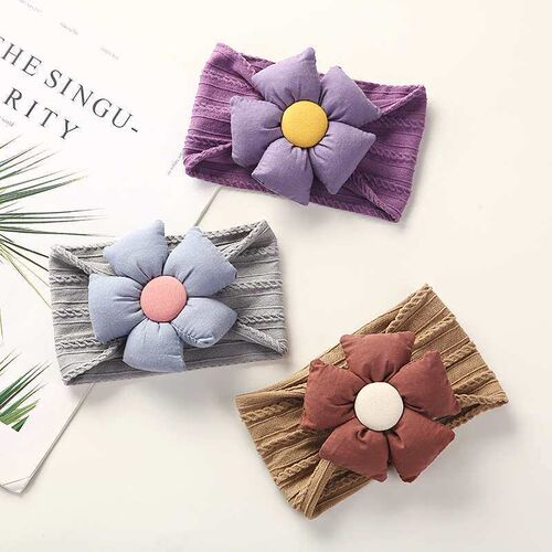INS Childrens Hair Band Jacquard Nylon Flower Ba Hair Band