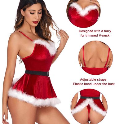 Christmas uniform suit Slip dress sexy uniform dress圣诞裙