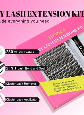 TDANCE 280PCS DIY Mix Clusters Kit 30D/40D Lash Bond and Sea