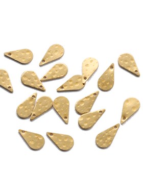 100pcs Wholesale Raw Brass Hammered Tiny Waterdrop Charms fo