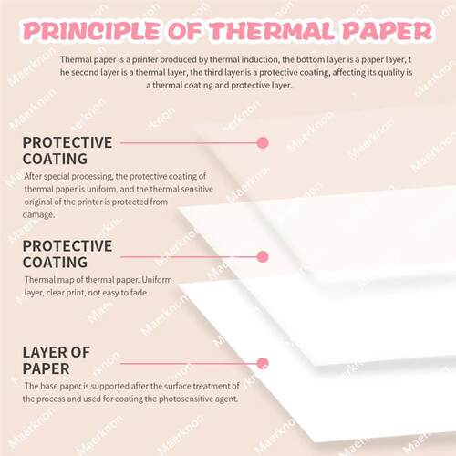 5 Rolls Colorful White Mini Printer Self-Adhesive Paper, 57m