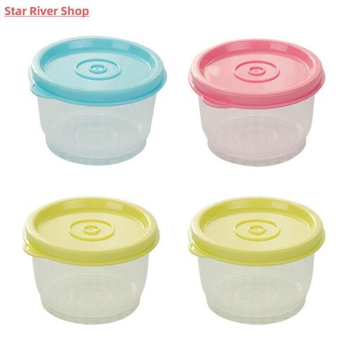 4pcs 160ml Small Plastic Crisper Round Food Container Lunch