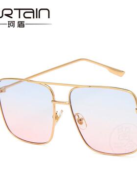 。Large square metal flat lens RETRO art polygonal spectacle