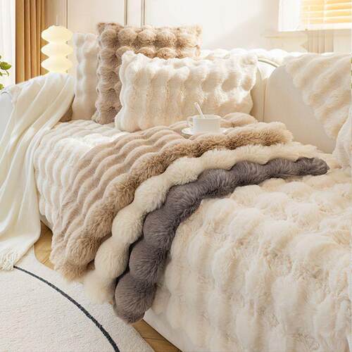 Faux Fur Soft Couch Sofa Cover Furniture Protector Slipcover