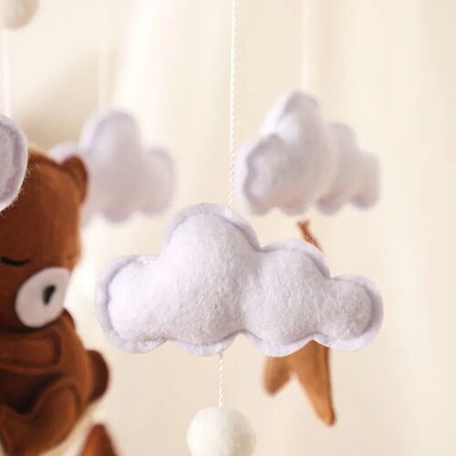 Lets Make Wooden Baby Rattles Soft Felt Cartoon Bear Cloudy