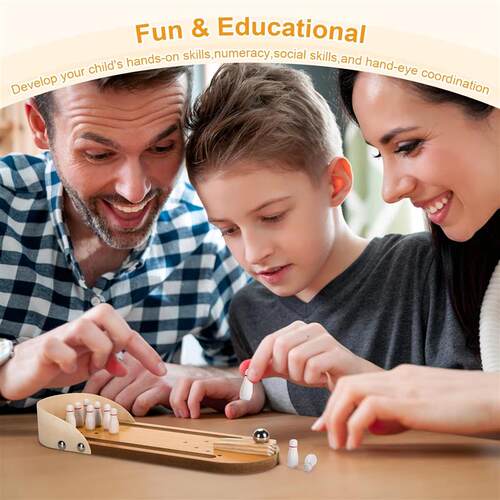Mini Bowling Game Set Desk Games Stress Relievers Wooden toy