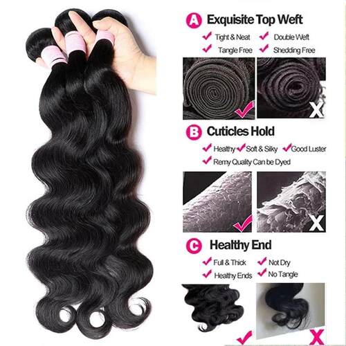 Body Wave Bundles Human Hair Brazilian Weaving Natural Black
