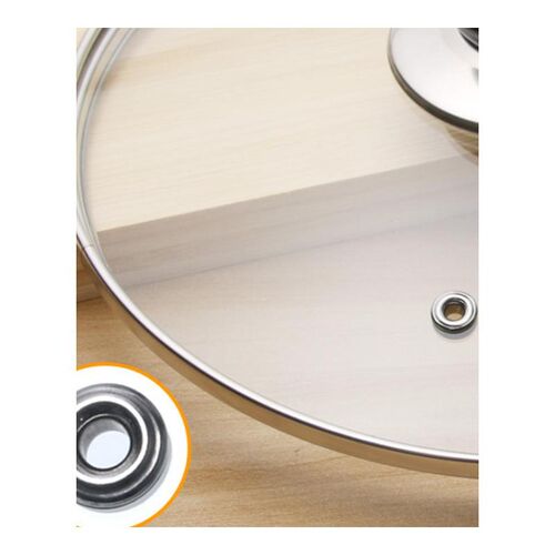 stainless steel Cookware Reinforced Glass Lid Tempered Wok L