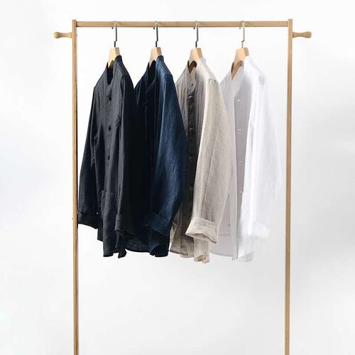 Linen Mens Chinese Style Collar Linen Shirt Casual Button L