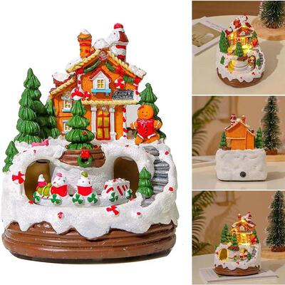 Illuminated Christmas Gingerbread Village House With Train L