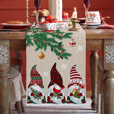 Linen Christmas Table Runner Xmas Table Flag Tablecloth gift