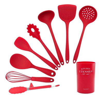 19pcs Silicone Cooking Utensil Set Kitchen Utensils Red Non