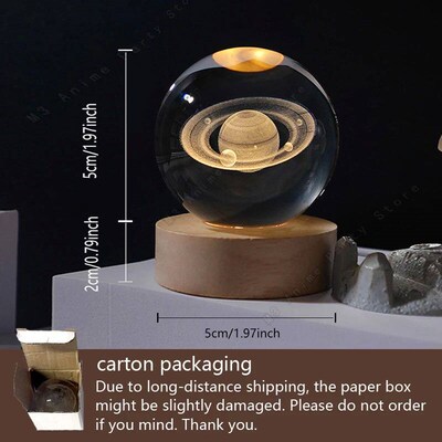 Unique 3D Crystal Ball Night Light Led Lamp Bedside Table Gl