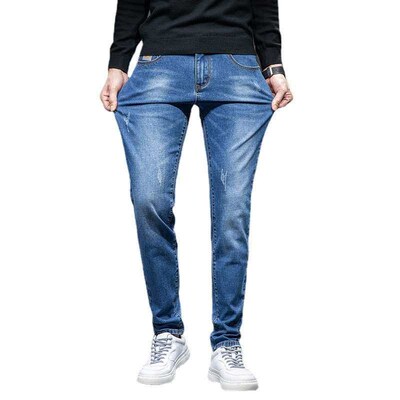 Slim-Fit Stetch Jeans Mens tendy Youth Beef Pants Mens Spr
