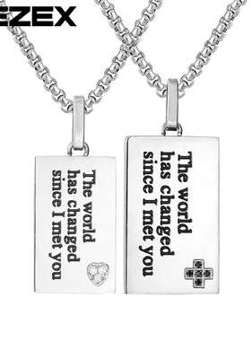 P07-NK10 New Fashion Simple Titanium Steel Couple Pendant Me