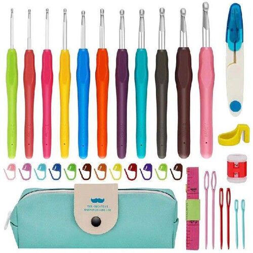 33/34pcs Ergonomic Crochet Hook Set Soft Handle Crochet