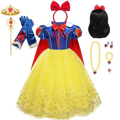 Snow White Dress For Girls Kids Princess Costume With Cloak