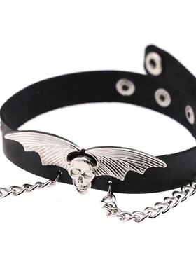 rendy Punk Spike Rivet Leather Women Choker Bell Pentagram H