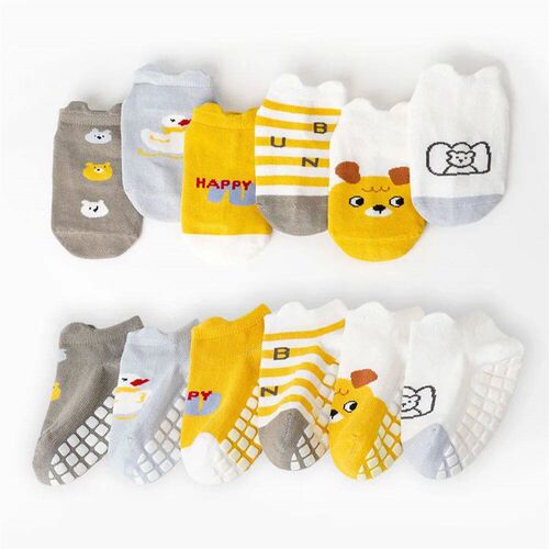 6 Pairs Childrens Non-Slip Socks Cute Cartoon Pattern Kids B