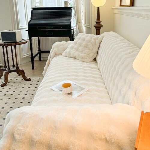 Faux Fur Soft Couch Sofa Cover Furniture Protector Slipcover