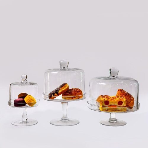 Chinese cake cover display stand, high pin cake plate, glass