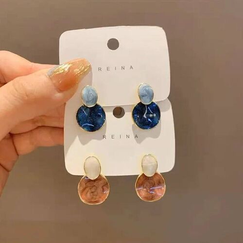 New Korean Fashions Exquisite Fantasy Klein Blue Geometric E