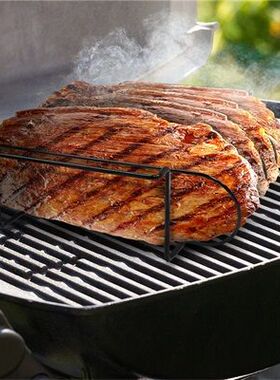 2PCSNon-Stick Rib Rack Iron Roasting Stand Holds 4 Rib Racks
