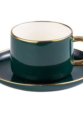 Classic ceramic coffee cup with gold handle creative design