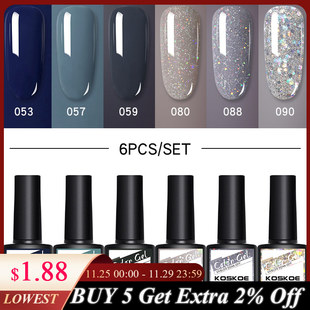 4/6Pcs Gel Nail Polish Set 8ml Glit Semi Permanent Hybrid Ge