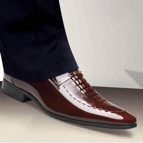 Men Classic Leather Shoes Business Pointed Toe Platform Loaf