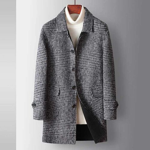 Mens Coat Autumn and Winter Wool Handmade Double-Sided Twee
