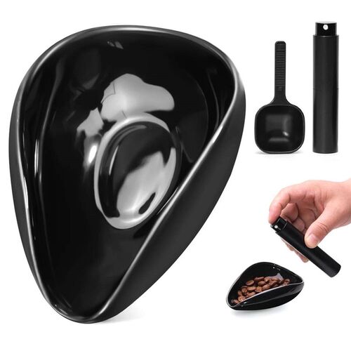 Leeseph Coffee Bean Dosing Cup and Spoon Set, Ceramic Dosing