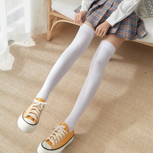 Sexy Black White Soild Color Long Socks Women Over Knee Thig