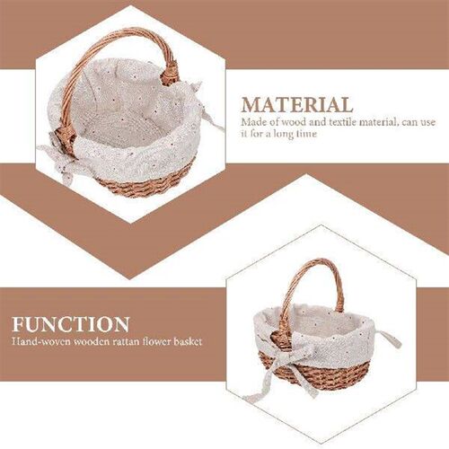 Rattan Flower Basket Woven Handmade Weaving Wicker Linen