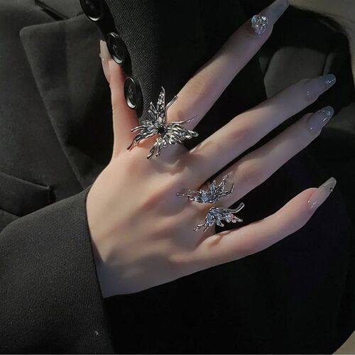 2023 Punk Vintage Metal Liquid Dissolved Butterfly Womens A