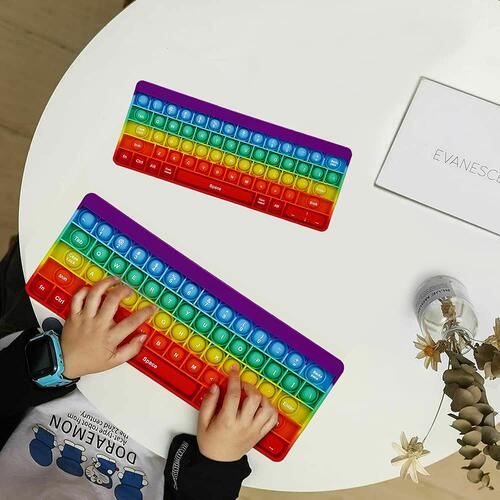 kids Rainbow Silicone  Keyboard pop it Fidget Toys按键盘玩具
