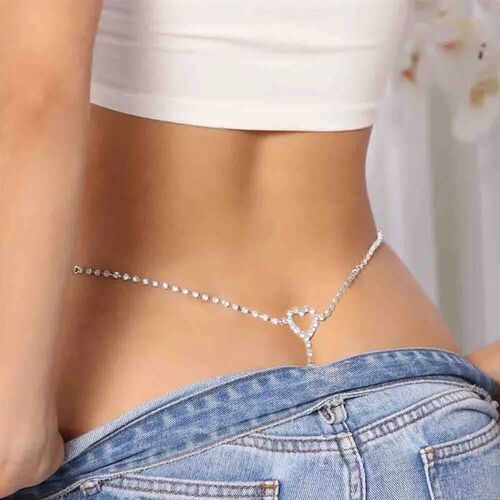 Crystal Heart-shaped Waist Chain Belly Button Accessories