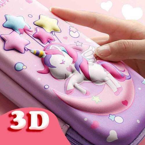 3D EVA unicorn cute pencil case cartoon stationery box