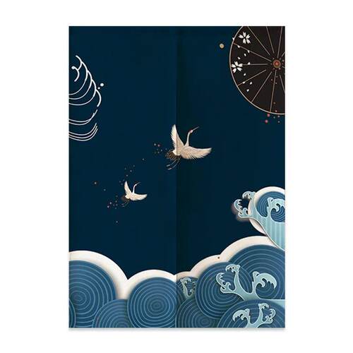 Linen Door Curtain Noren Mount Fuji Waves Partition Bedroom
