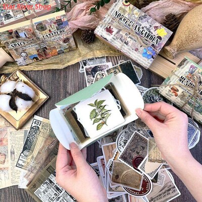 60pcs Vintage Stickers Scrapbook Paper for Scrapbooking Junk