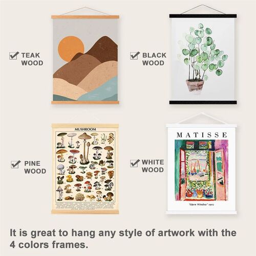 1PC Magnetic Wooden Picture Hanger Frames Poster Photos Wall
