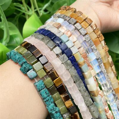 4 6 8mm Natural Square Stone Cube Tiger Eye Amazonite Opal L
