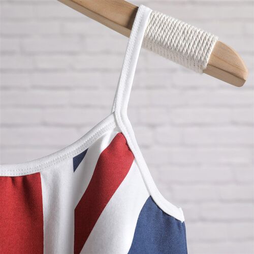 Vintage Flag Print Crop Top Women Summer Casual Sleeveless C