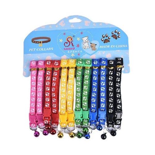 12pcs Colorul Pet Supplies Cat Collar With Bell Adjustable