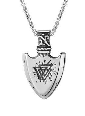 P0656-NK05 Vintage Viking Iron triange Shield Mens Titanium
