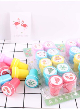 10Pcs Christmas Pattern Self-ink Seal Stamps DIY Scrapbook