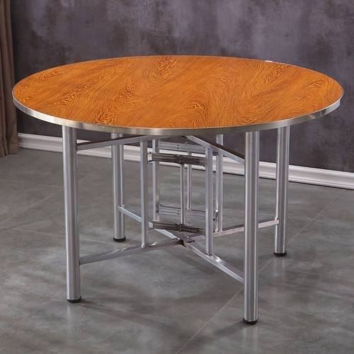 酒店餐桌椅食堂饭桌家用吃饭桌子简约可折叠桌架转盘大圆桌面