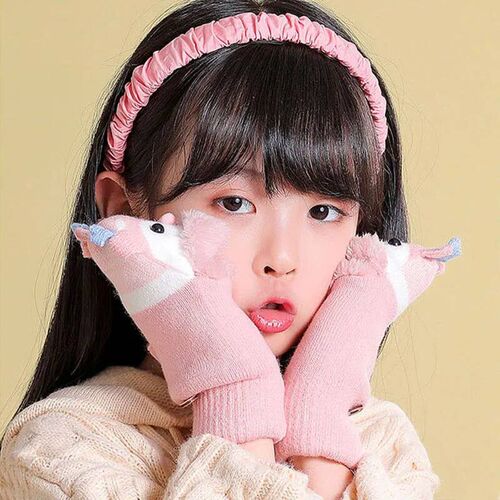 4-12 Years Children Gloves Winter Girls Knitted Half Finger